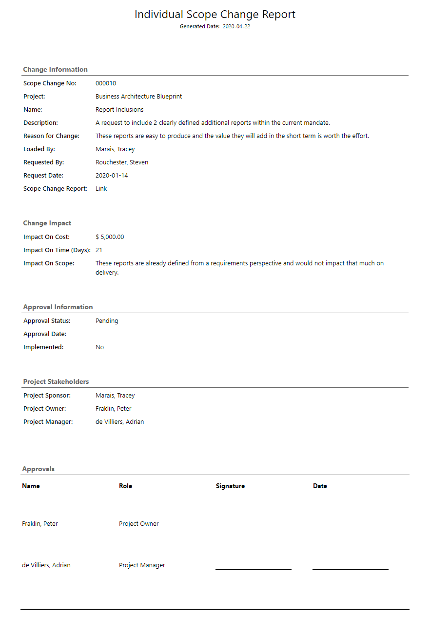 Scope Change Reports – PPO Support Portal